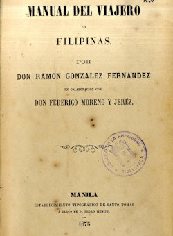 Manual del viajero en Filipinas, de R. González Fernández (Manila, 1875).